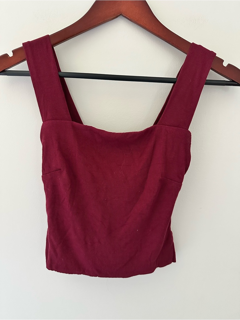 Quiet Storm Square Neck Ribbed Cropped Top with Back Cut Out